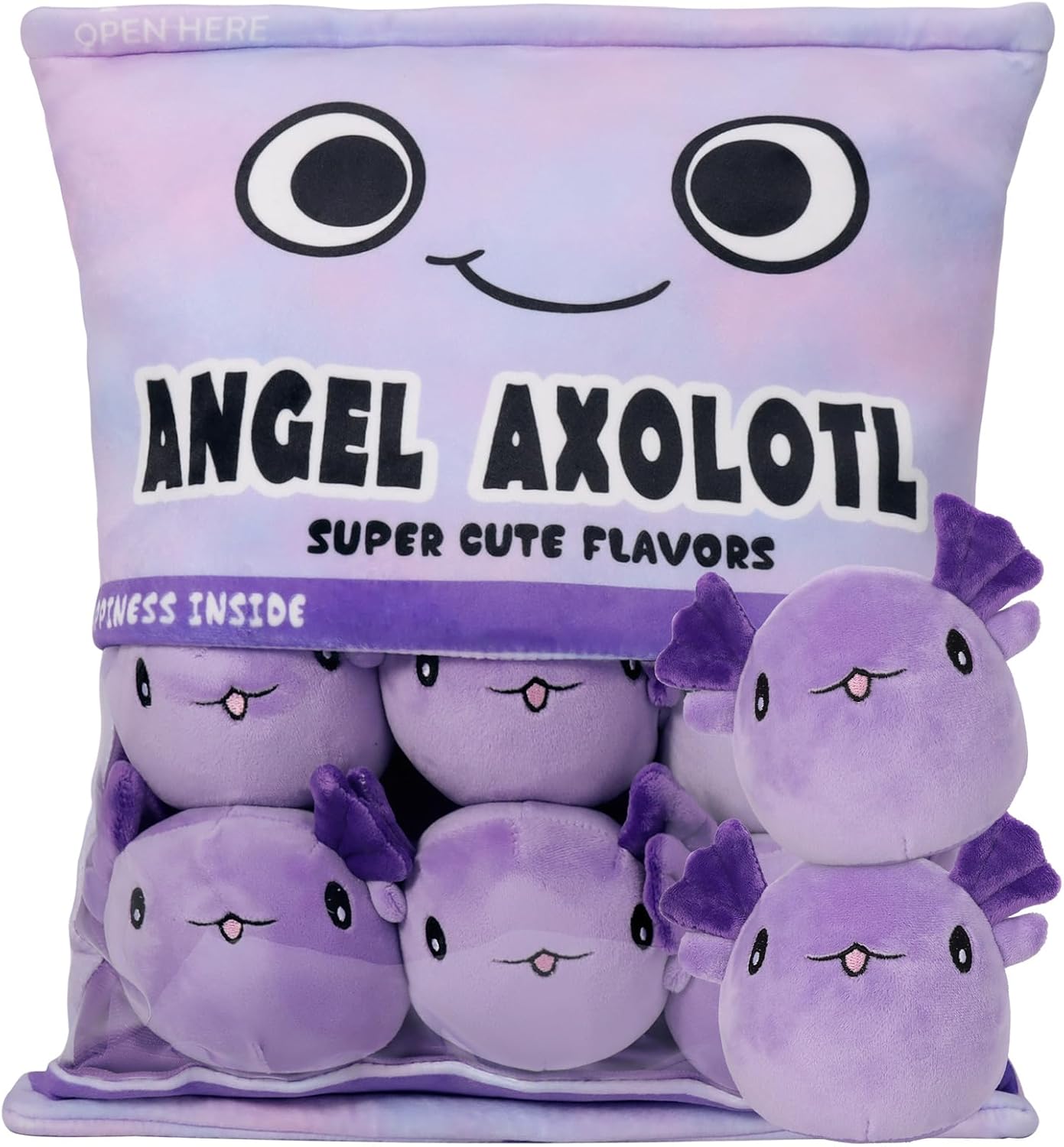 Cute Snack Pillow Axolotl Plush Pillow, Kawaii Pudding Pillow Axolotl Toy Cushio...