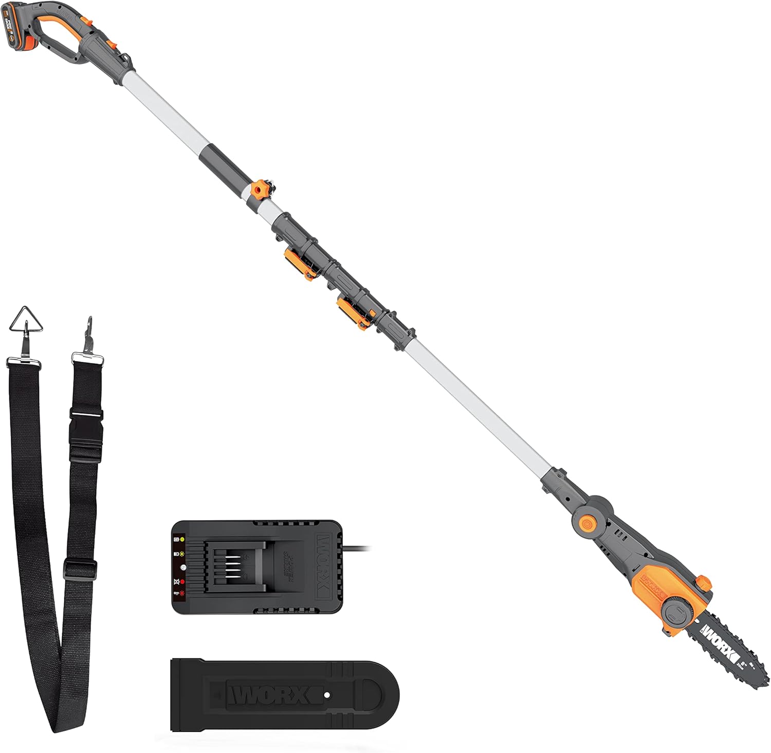 WORX Cordless 18V(20V Max) 20cm Pole Chain Saw,WG349E Telescopic Chainsaw with 2...