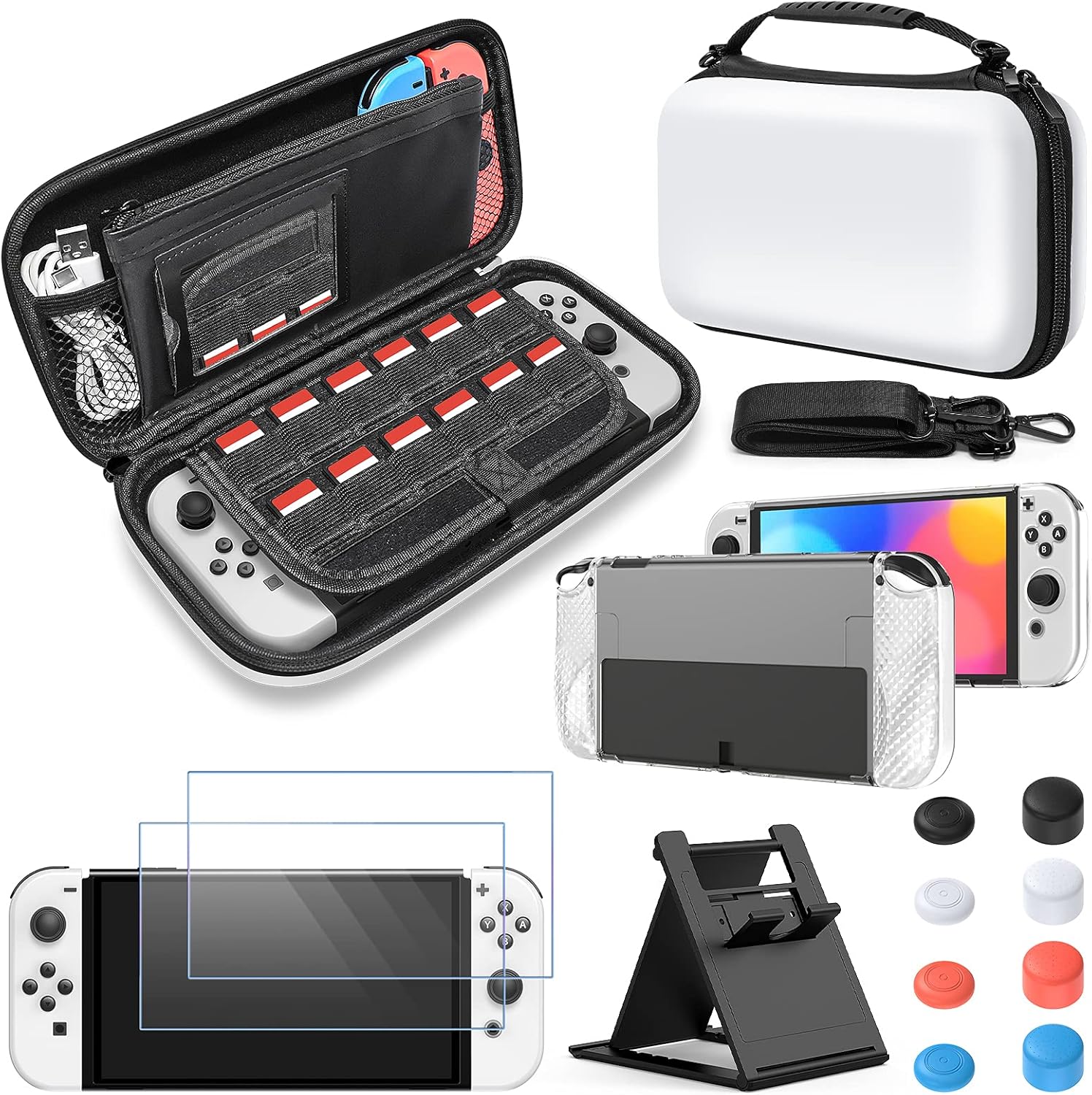 FYOUNG Carry Case for Nintendo Switch OLED and Protector Accessories Bundle, Tra...