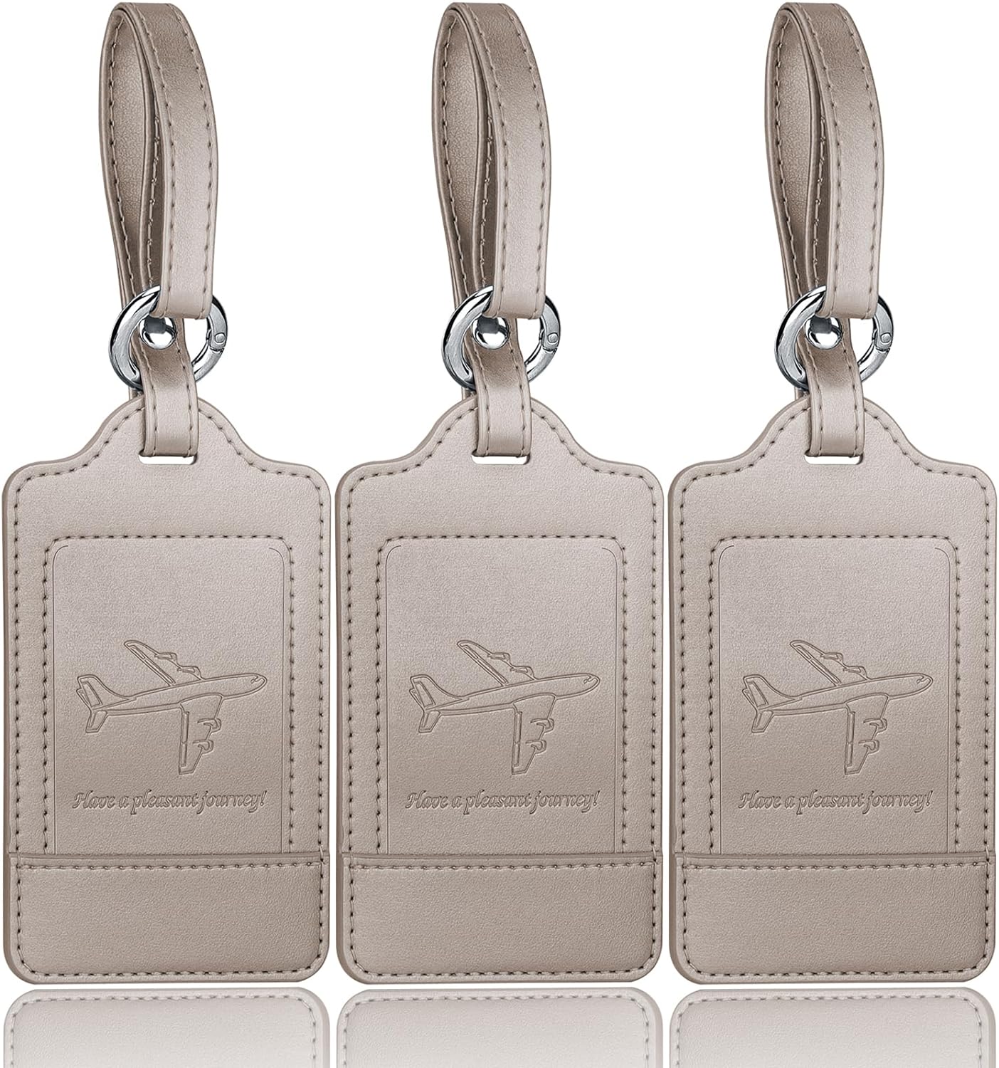 Teskyer Pack of 3 Luggage Tags, PU Leather Luggage Tags for Suitcases, Luggage L...