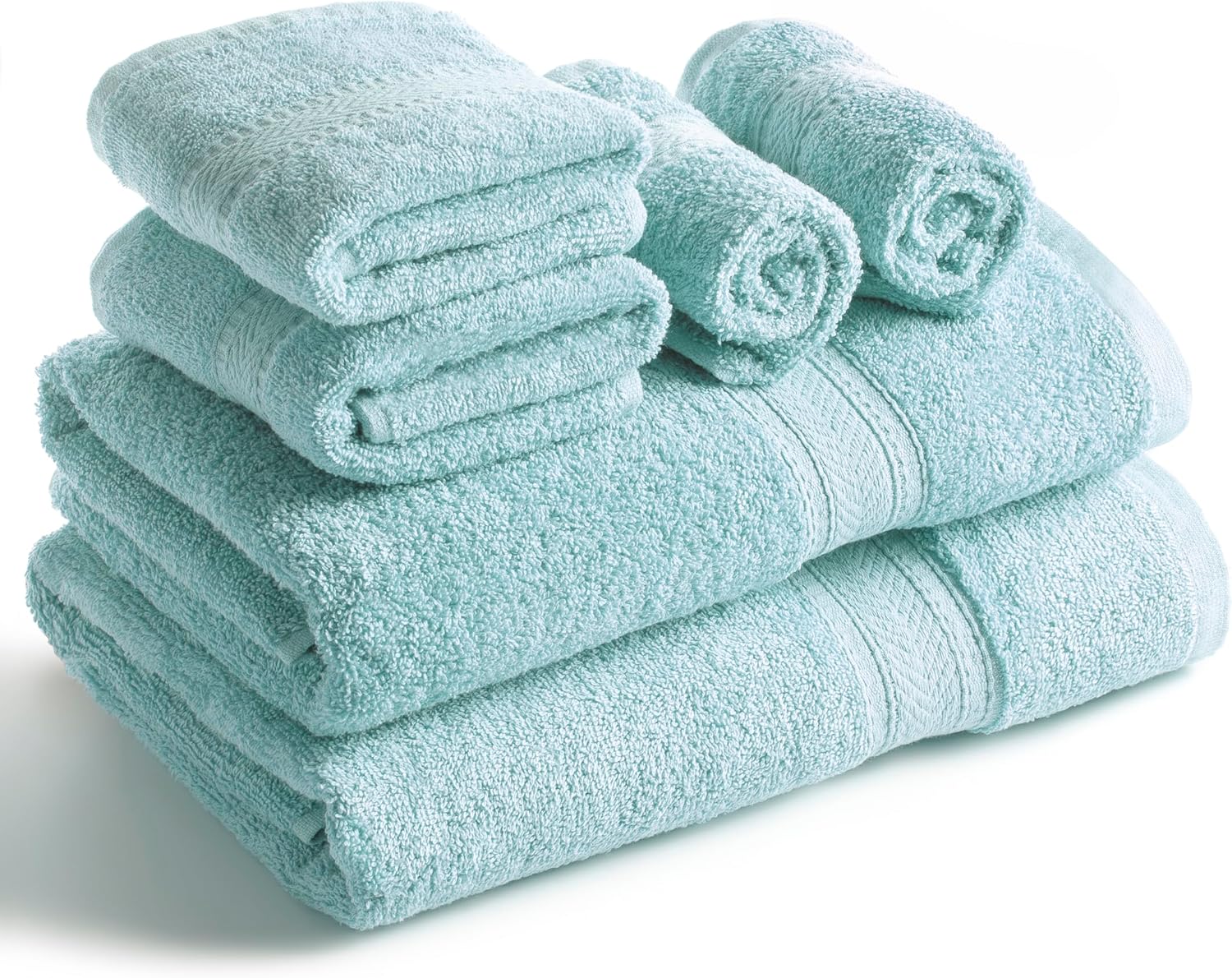 SweetNeedle 6 Piece Towel Set - 2 Bath Towels, 2 Hand Towels and 2 Washcloths Co...