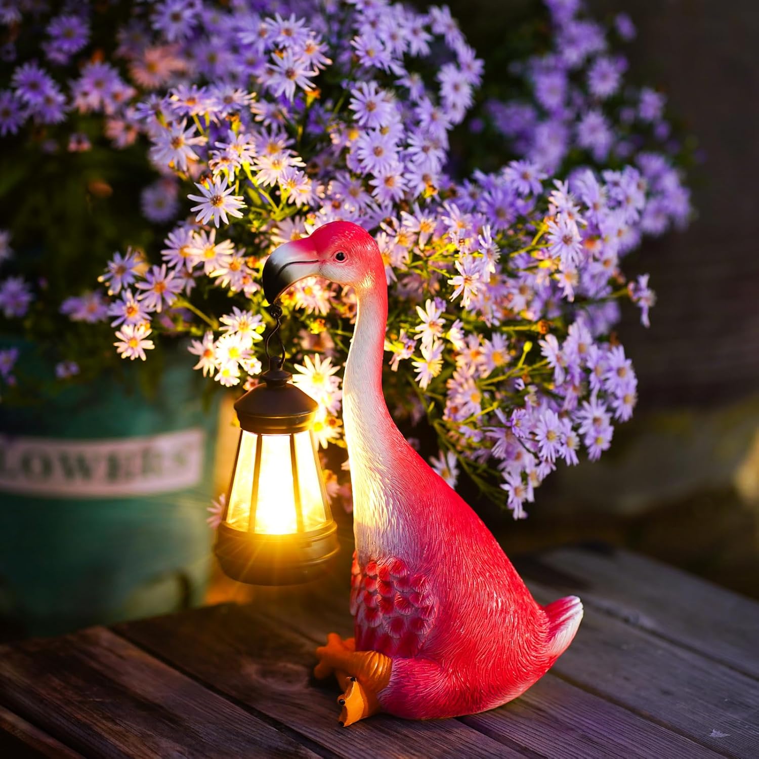 Flamingo Ornaments with Solar Lanterns - Yoga Flamingo Outdoor Statues Figurines...