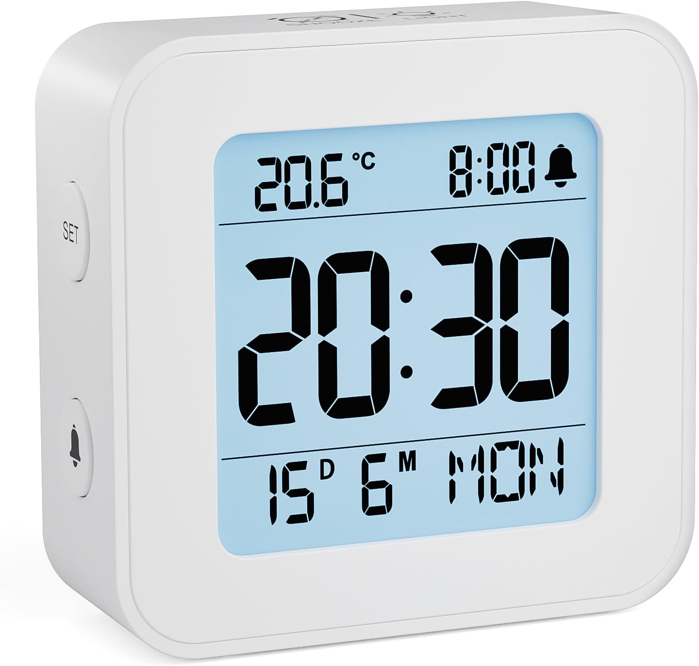 LATEC Alarm Clock Bedside Battery Powered LCD Digital Clock with Date & Day, Sno...