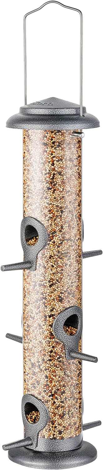 iBorn Metal Bird Feeders Silver Wild Bird Feeder for Outdoors Hanging All Metal...
