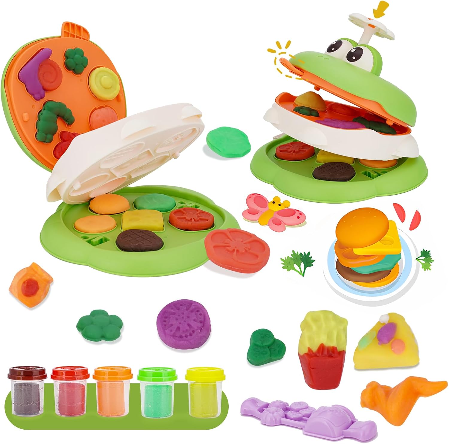 Crelloci Play Color Dough Sets Modelling Clay Kitchen & Food toys, 19 Pcs Air Dr...