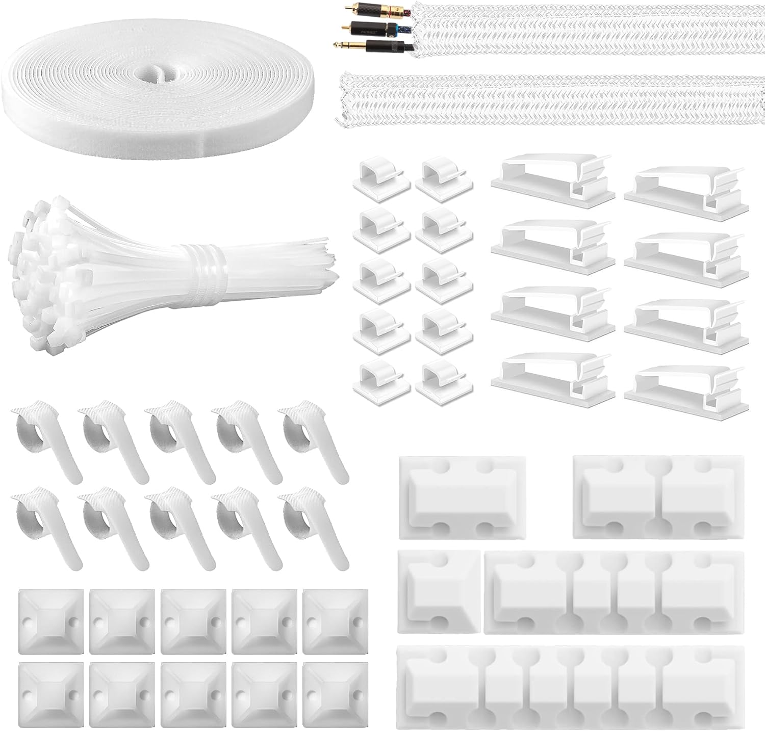 Cable Management Kit, 146Pcs White Cable Tidy for Home Office Under Desk- 100 Ca...