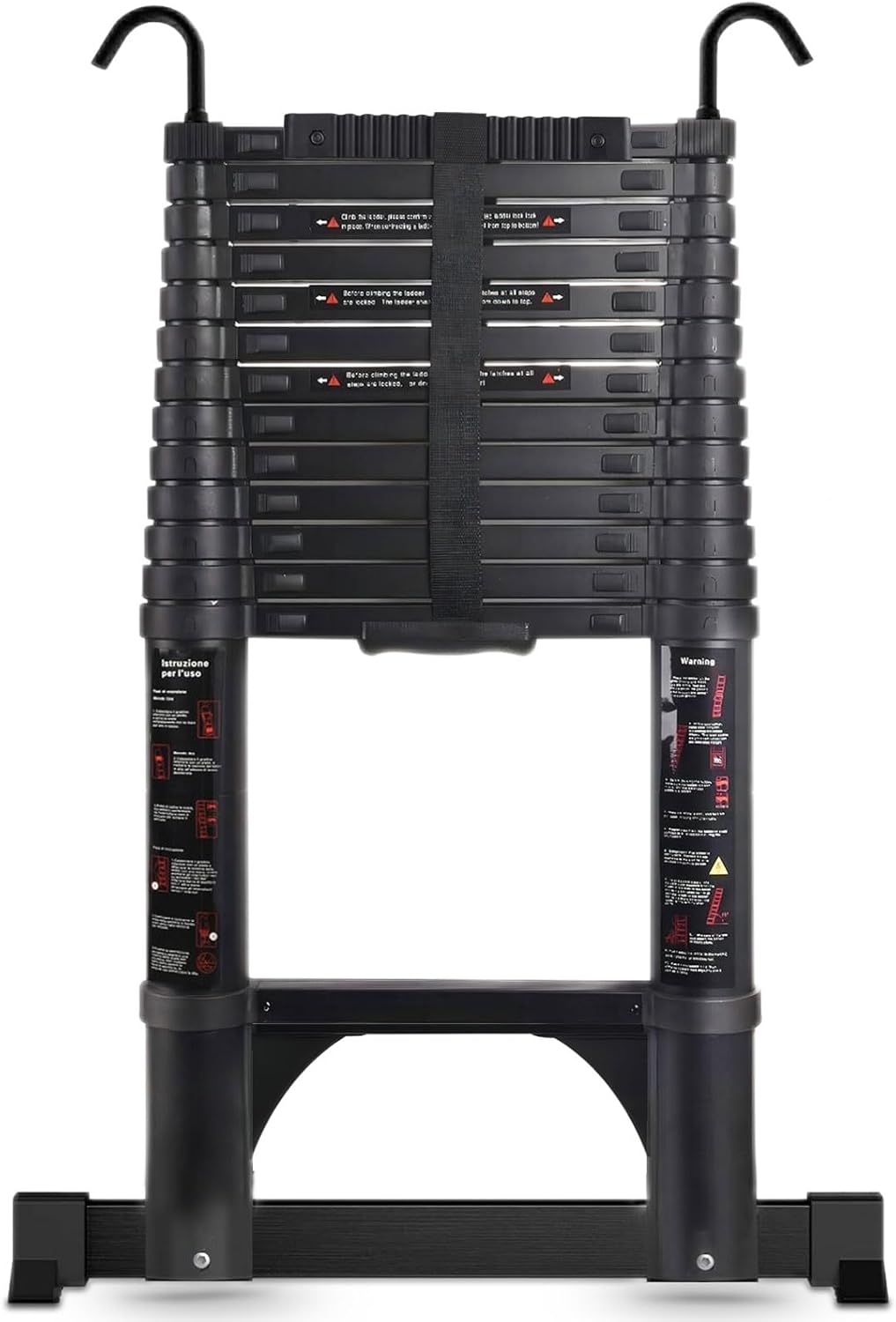 Teenza Telescopic Ladder 4.7m, Light Extension Ladder Aluminum, Solid Double Loc...