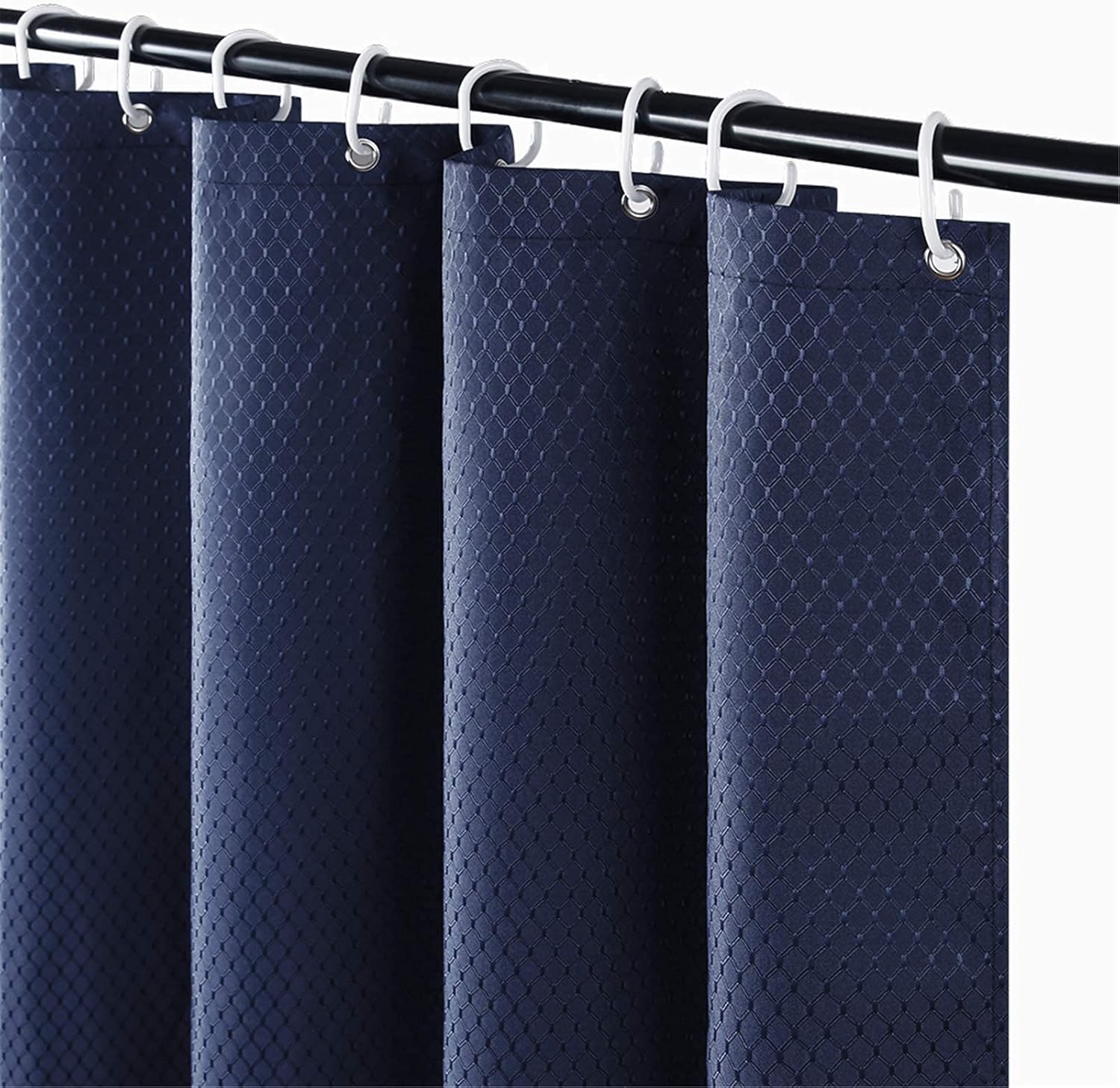 Furlinic Shower Curtain 72 inch Navy Waffle Fabric Mildew Resistant Waterproof H...