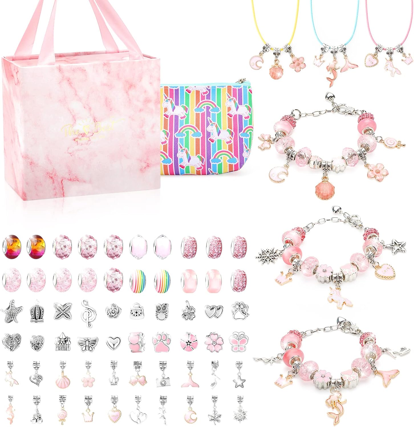 TOYESS Girls Charm Bracelet Making Kit, Art and Crafts for Kids, Jewellery Makin...