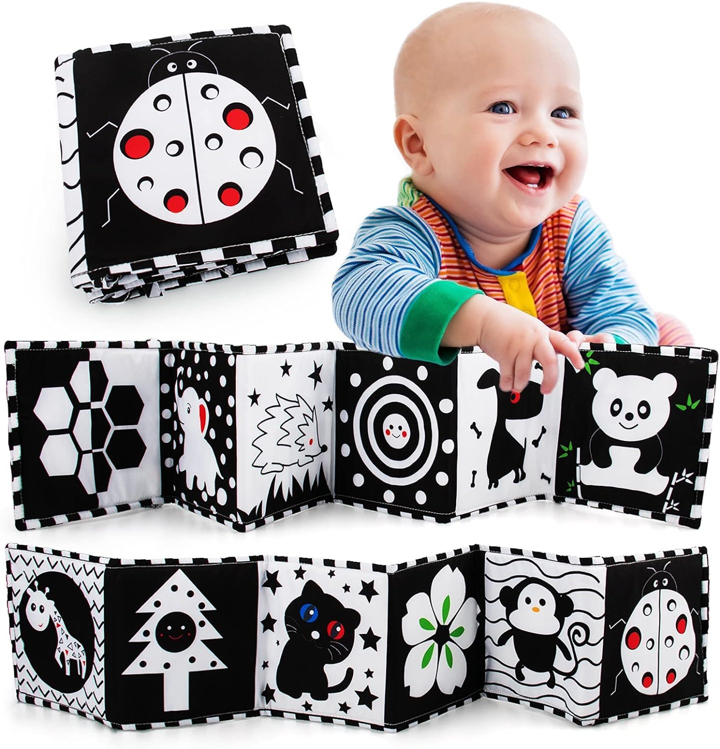 Black and White High Contrast Sensory Toys for Babies Newborn Toys Baby Books 0-...