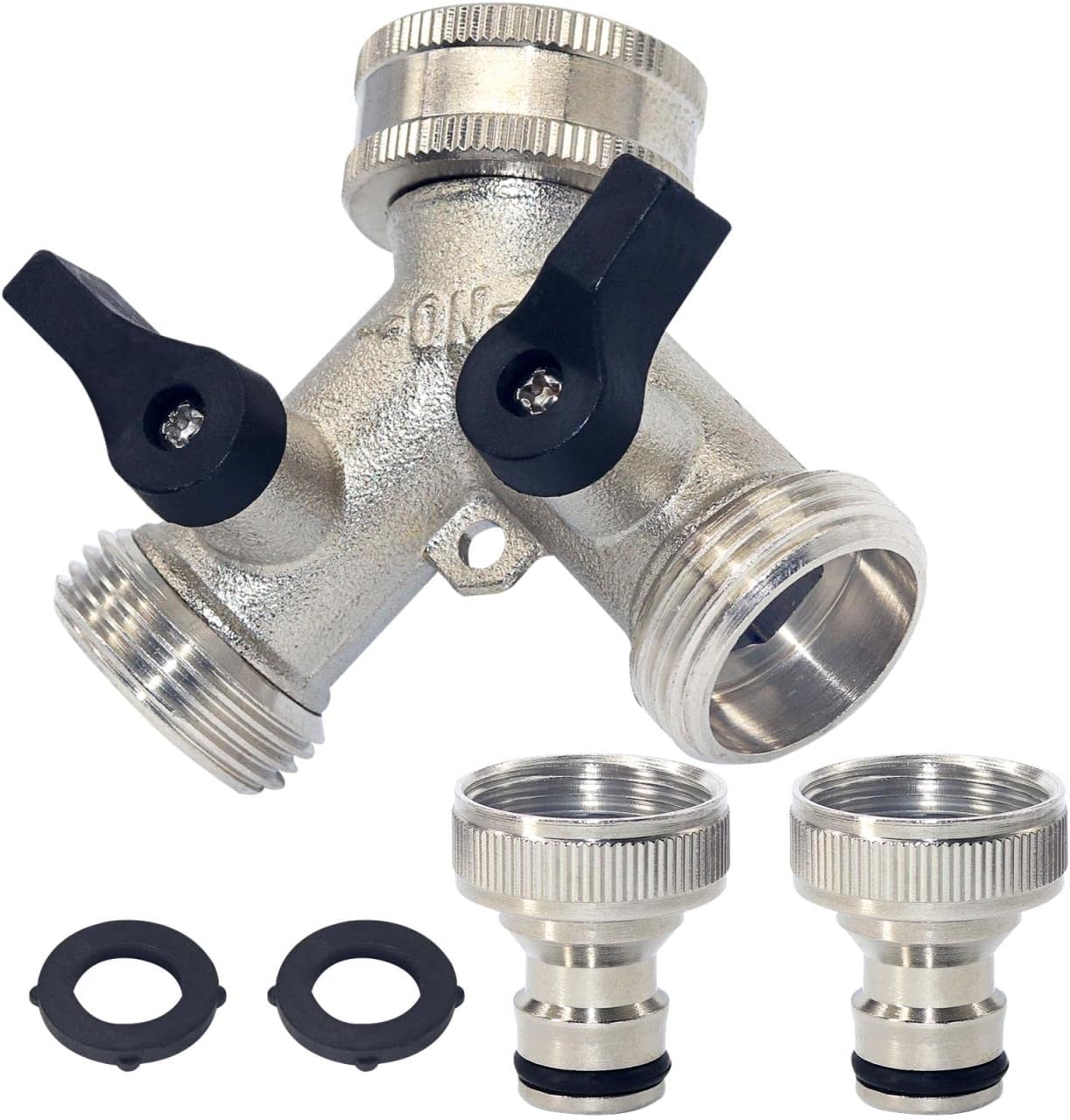Tesmotor 2 Way Garden Hose Splitter, 2-Way Tap Connector with Individual On/off...