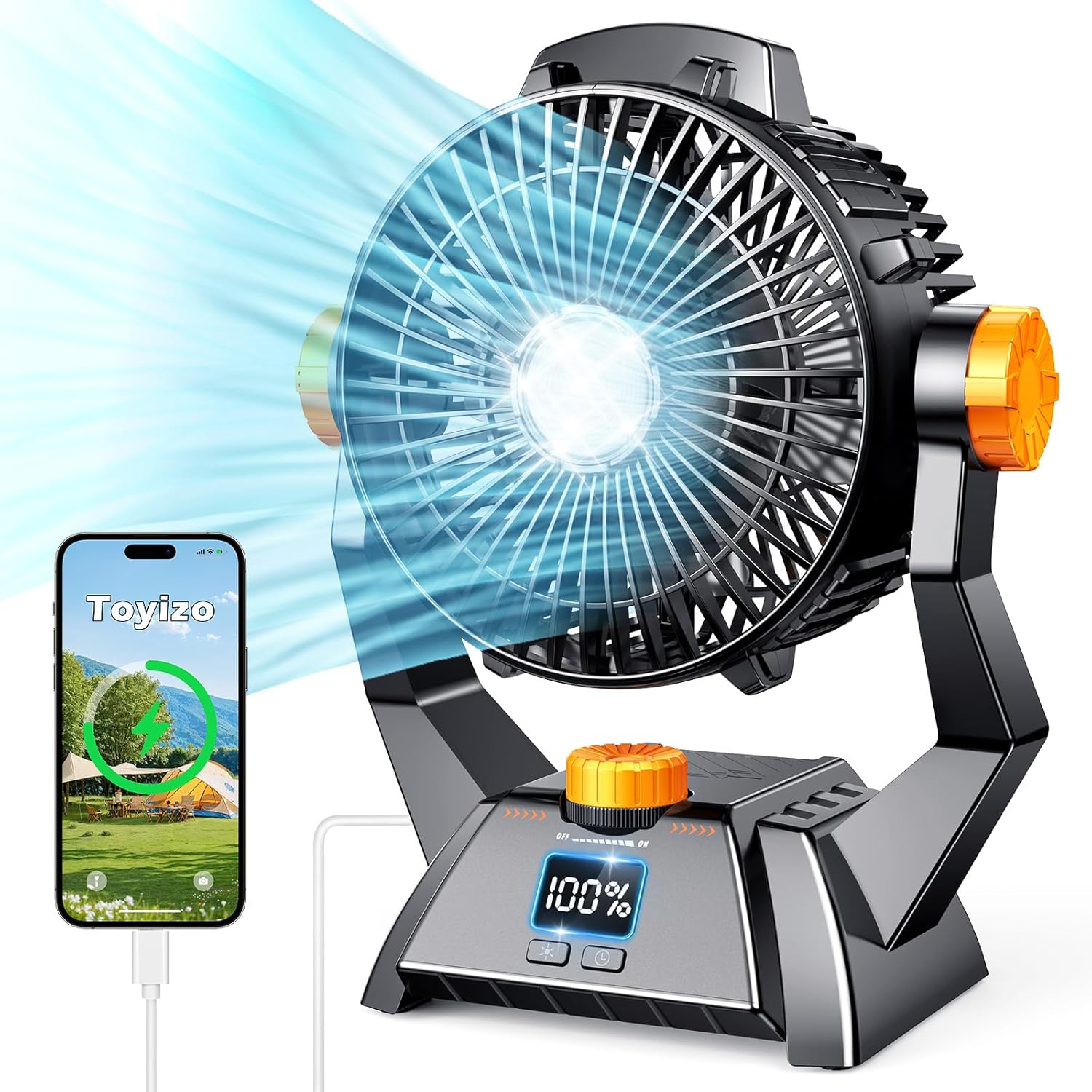 Camping Fan - Portable Personal Fan 20000mAh for 48Hrs Cooling, Dual Motor & Dua...