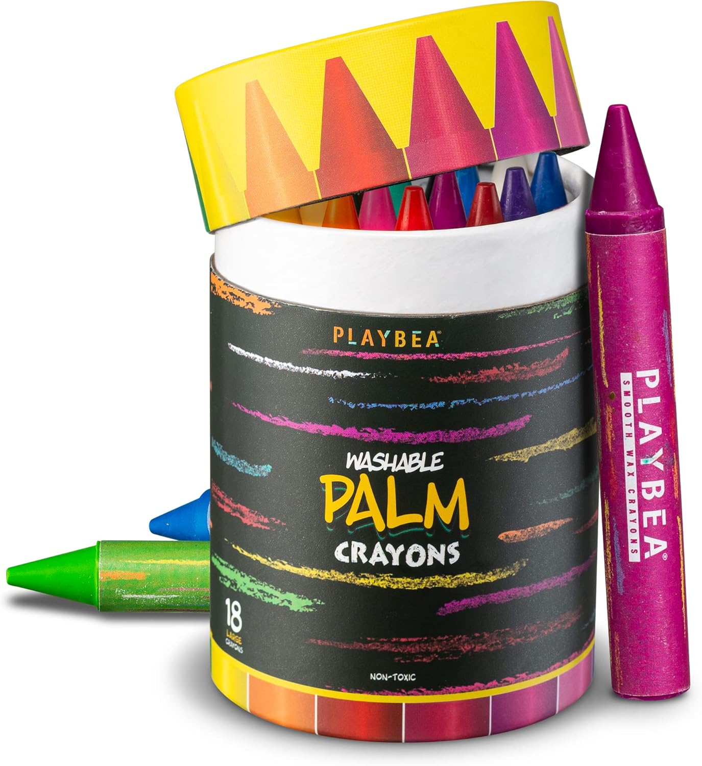 PLAYVIBE 18 Colors Jumbo Crayons for Toddlers 1-3 unbreakable – Non Toxic Washab...