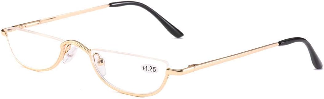 KoKoBin Half Frame Reading Glasses Spring Hinges for Men Women Slim Half Moon Le...