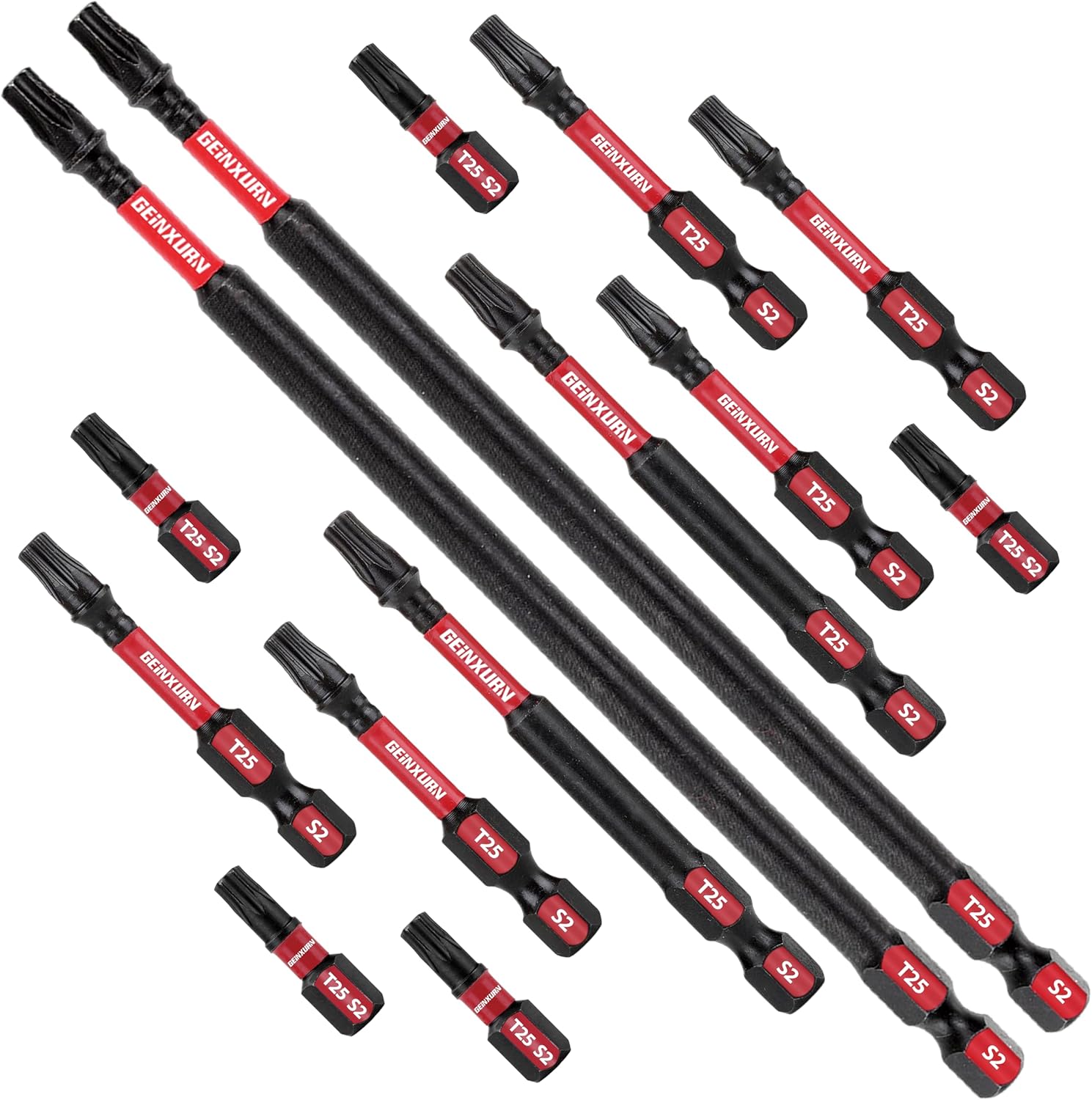 T25 mpact Tough Magnetic #25 Torx Head Power Bits, 15Pieces S2 Alloy Steel T25 S...