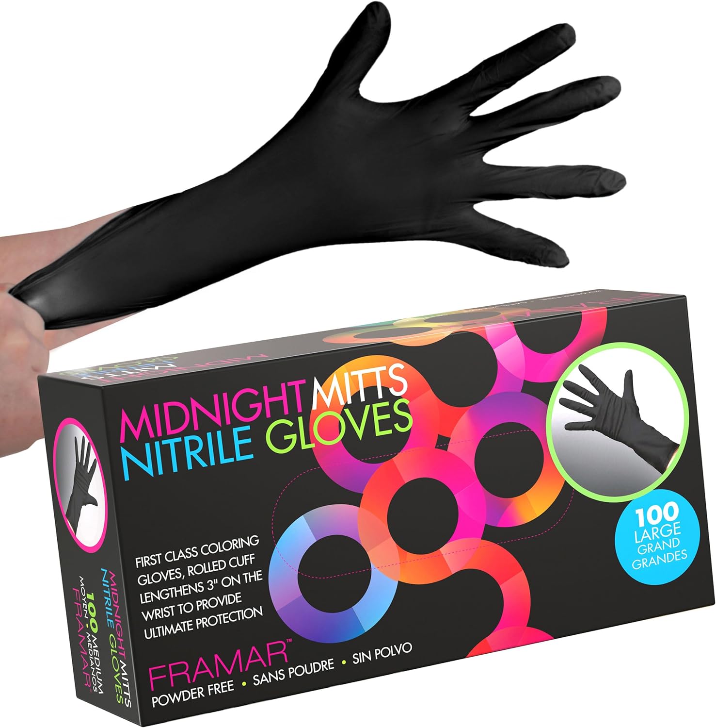 Framar Powder Free Nitrile Gloves – 12 INCH Black Gloves Disposable Latex Free,...