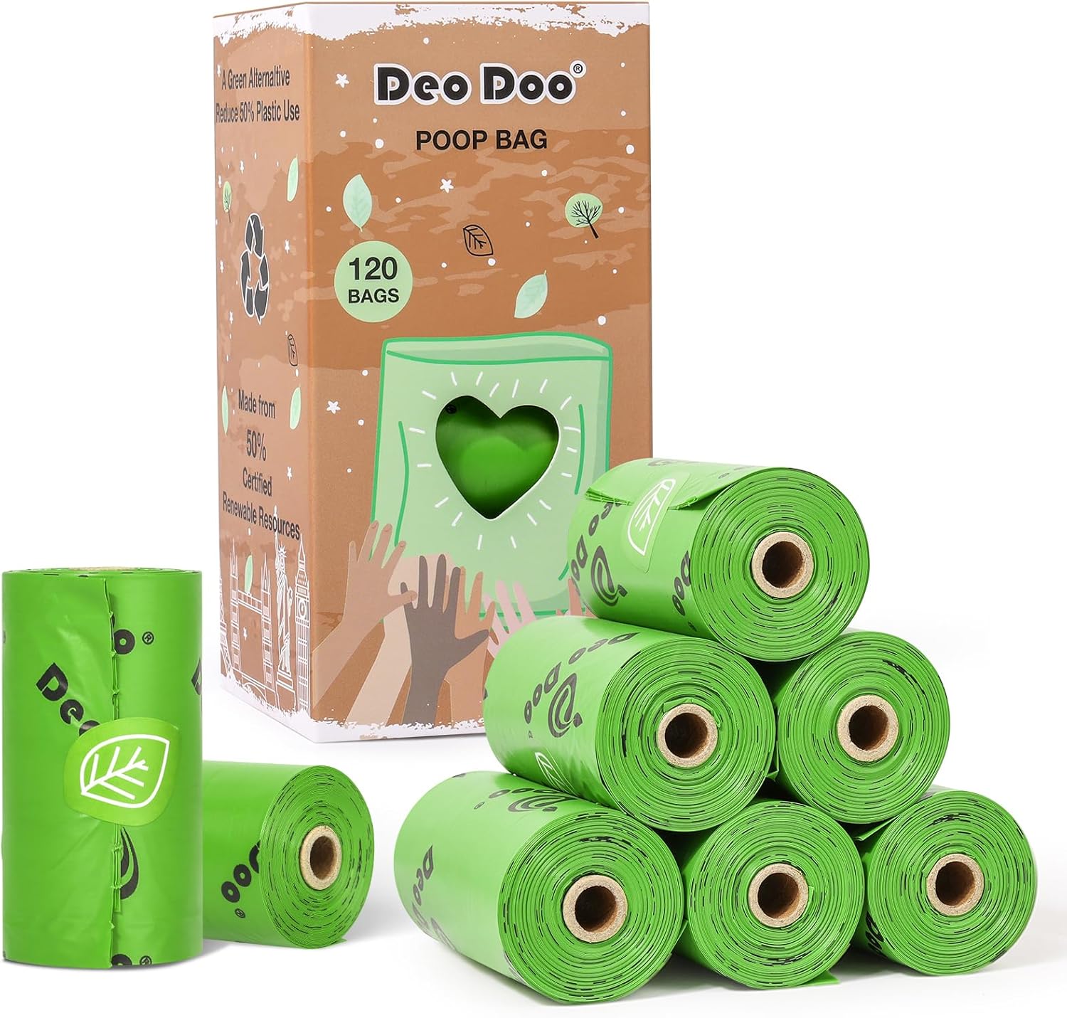 Dog Poo Bags Biodegradable Poop Bags Recycle Leak-Proof 8 Rolls 120 Bags 9 * 13...