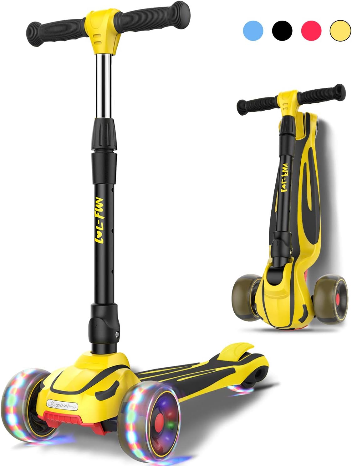 LOL-FUN 3 Wheel Toddler Scooter for Kids Ages 3-8 Years Old Boy Girl, Foldable K...