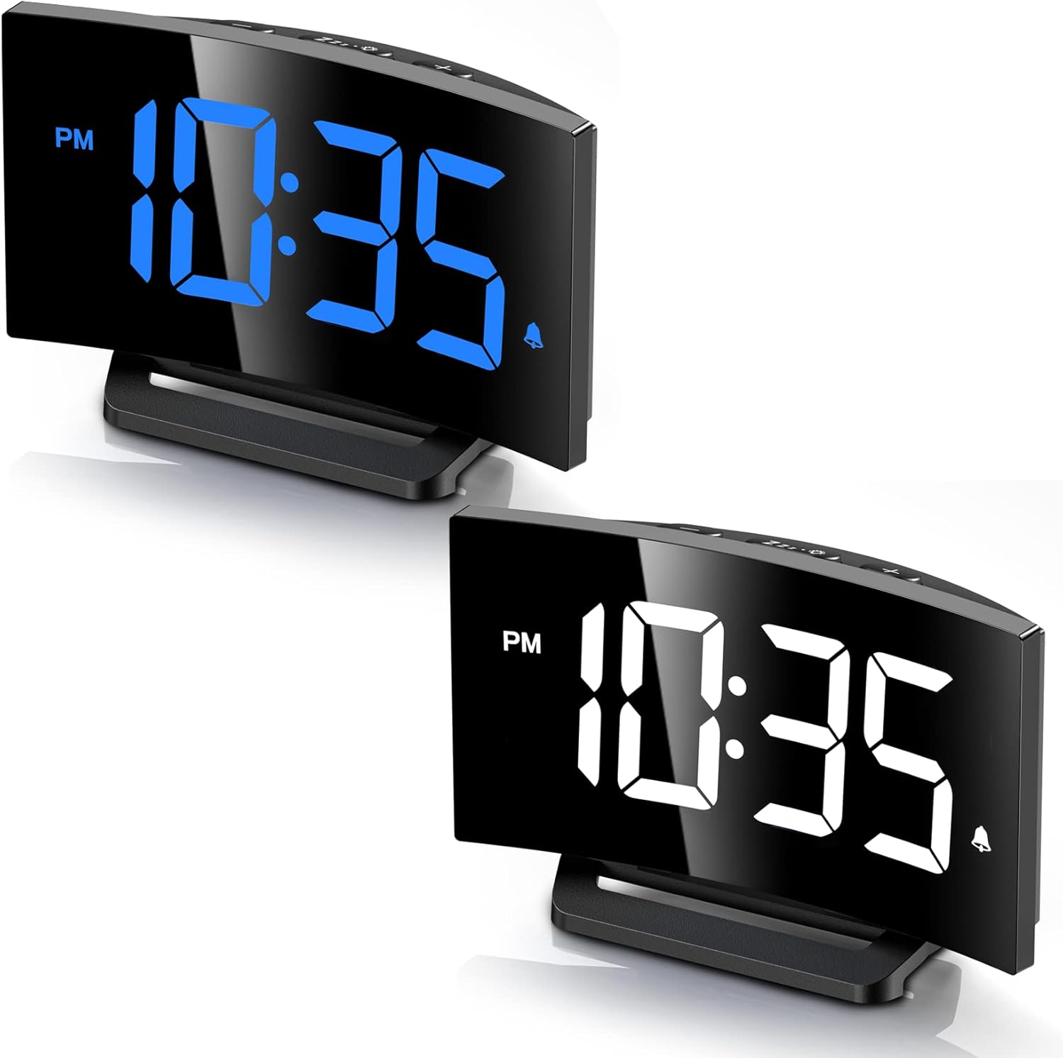 GOLOZA Digital Alarm Clock for Bedroom, Digital Clock with Modern Curved Design,...