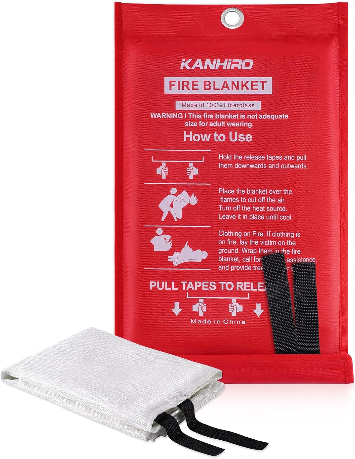 Emergency Fire Blanket for Home Kitchen - Fiberglass Fire Suppression Blanket Gr...