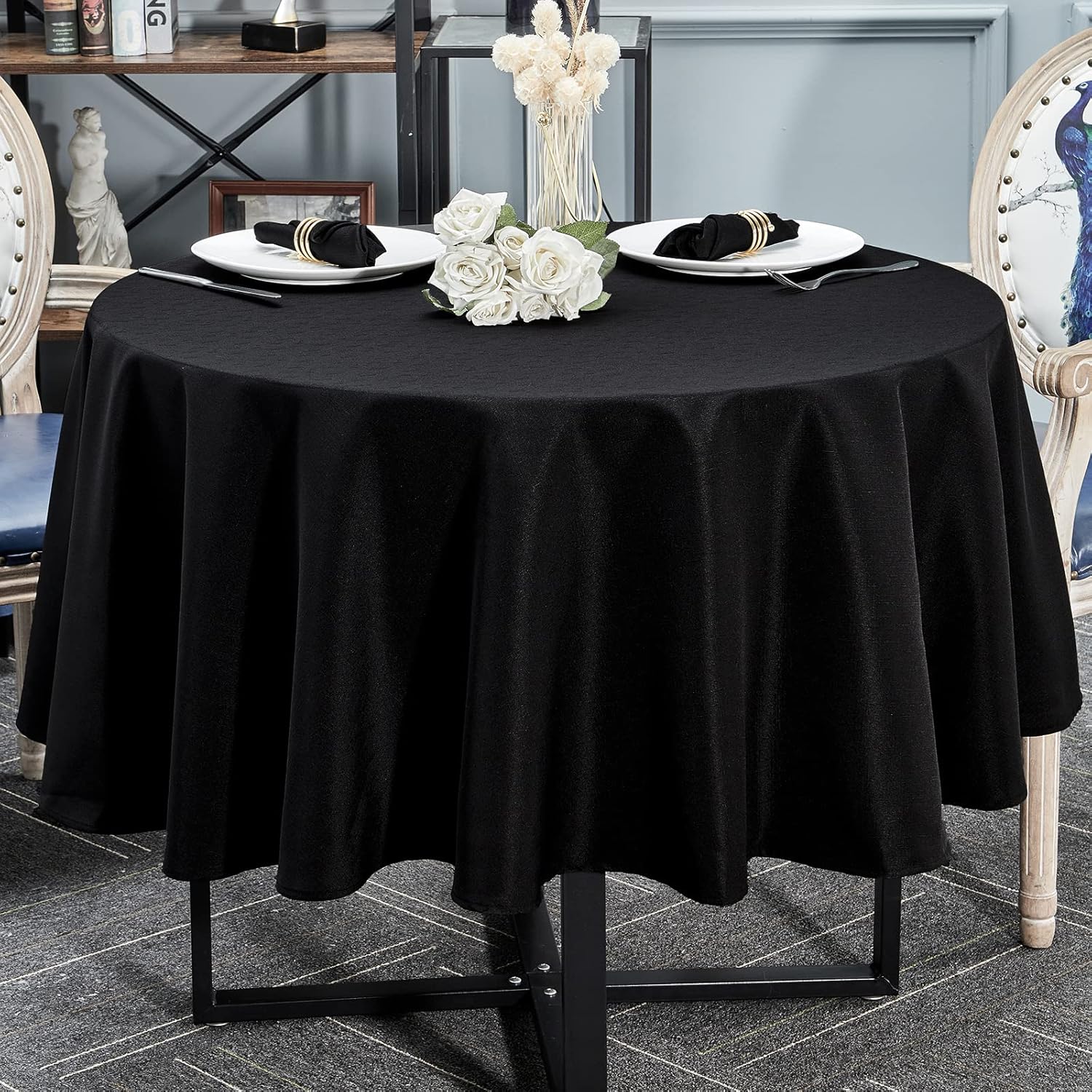 Unique Mebakuk Round Table Cloth, High-Quality Linen Farmhouse Tablecloth, Speci...