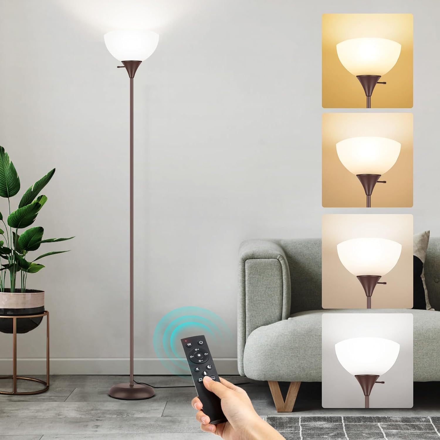 OUTON Dimmable Upligther Floor Lamp with Remote Control, 3000K-6000K Adjustable...