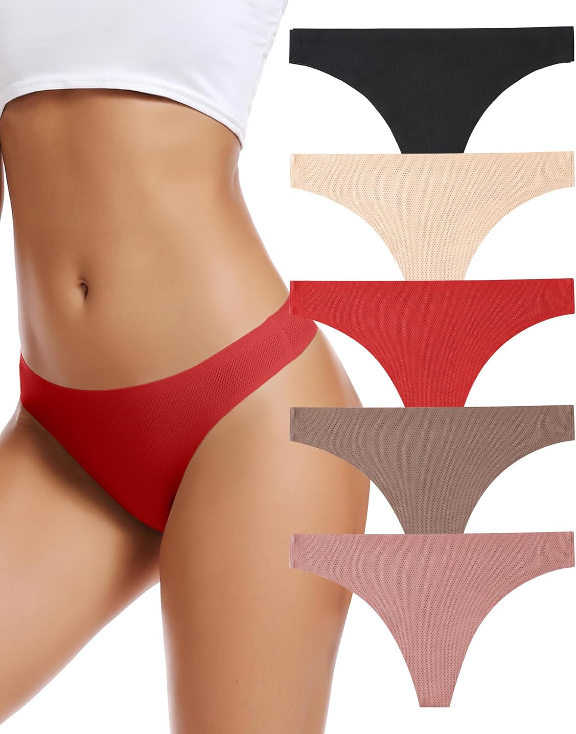 voenxe Seamless Women Underwear Thongs,No Show Ladies Thong,No Line Breathable C...