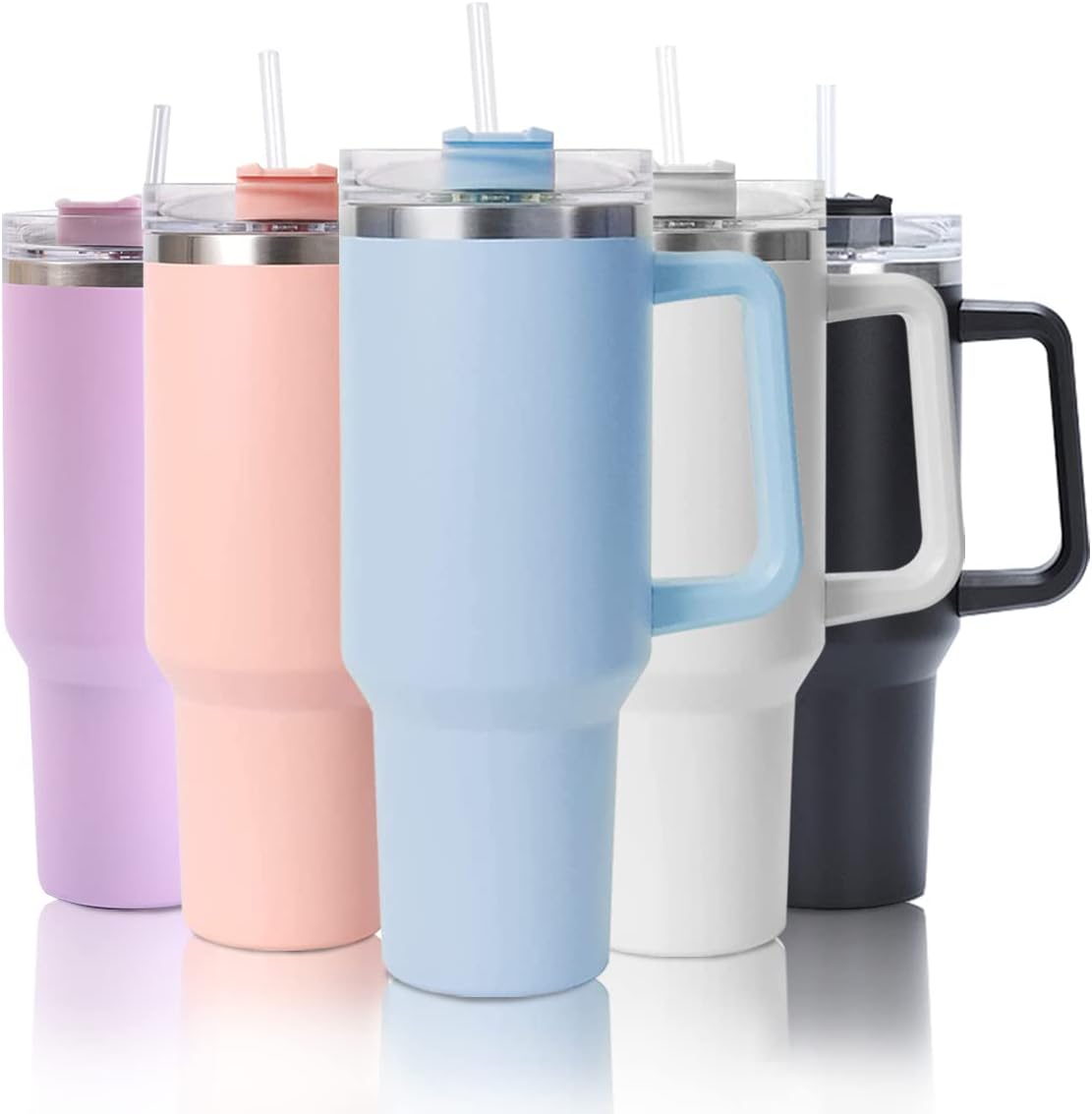 Tumbler with Straw Lid and Handle, 40oz Stainless Steel Coffee Travel Insulated...