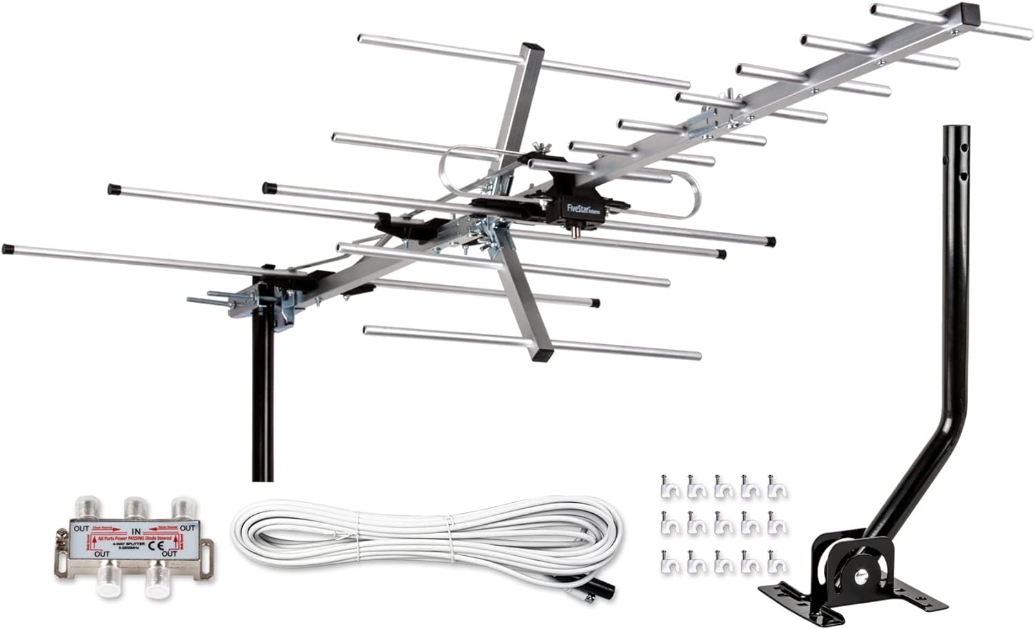 Five Star Yagi Satellite HD TV Antenna up to 200 Mile Range, Attic or Roof Mount...