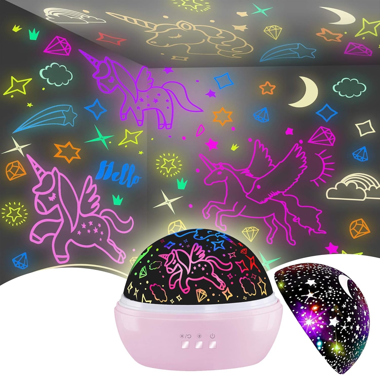 HONGID Unicorn Toys for 3-8 Year Old Girls,Star Projection Cute Kids Toys for 2-...