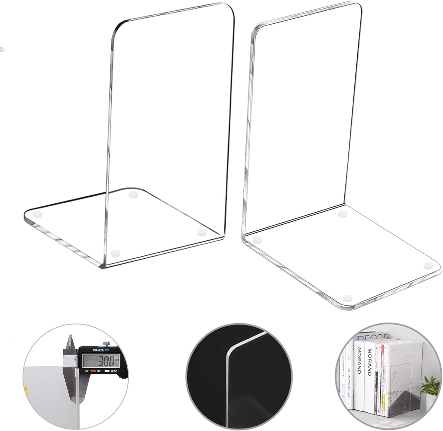 MerryNine Plastic Acrylic Bookends Pair Organizer Bookshelf Decor Decorative Bed...