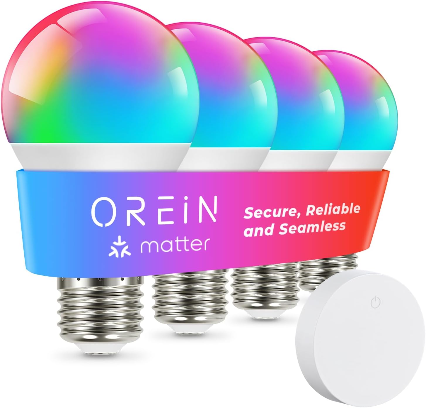 OREiN Matter Smart RGBTW Bulb, Smart Light Bulbs with Remote Control Work with A...