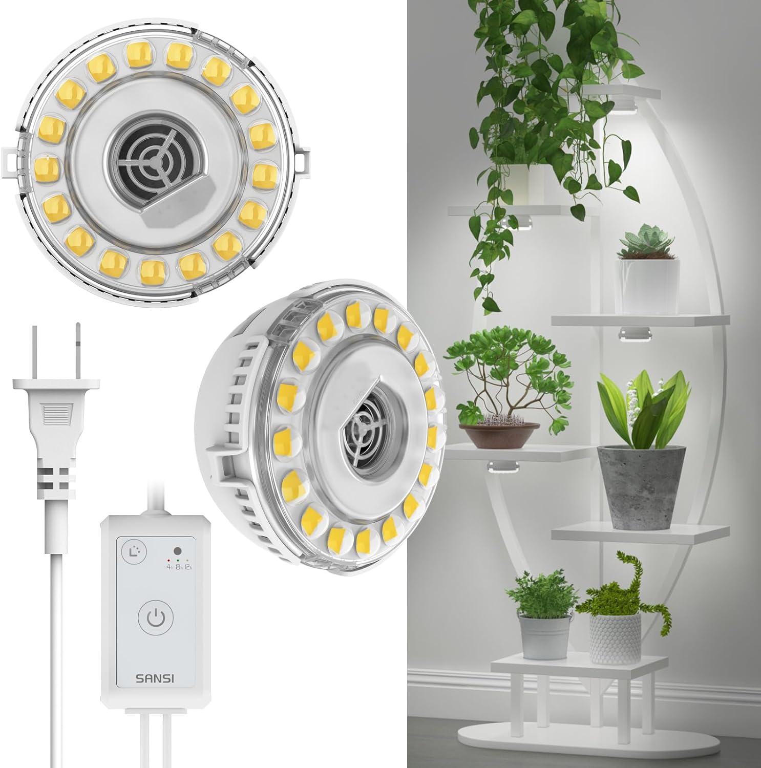 SANSI Puck Grow Light, LED Plant Light for Indoor Plants Full Spectrum Grow Lamp...