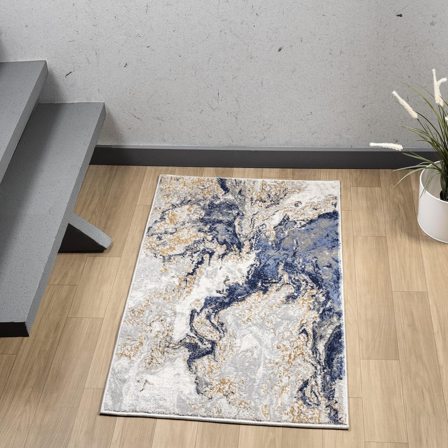 LUXE WEAVERS Marble Collection Blue Area Rug 2x3 Modern Abstract Swirl Design No...