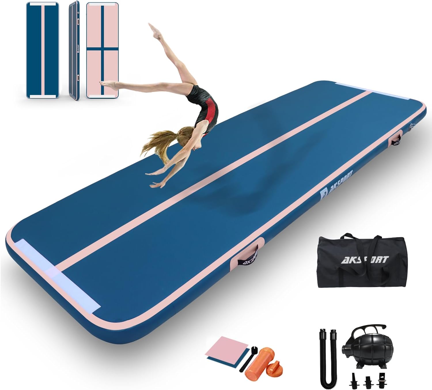 AKSPORT Gymnastics Air Mat Tumble Track Tumbling Mat Inflatable Floor Mats with...