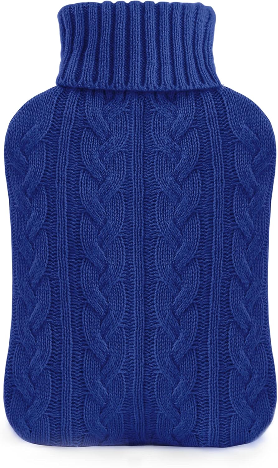 samply Hot Water Bottle with Knitted Cover, 2L Hot Water Bag for Hot and Cold Co...