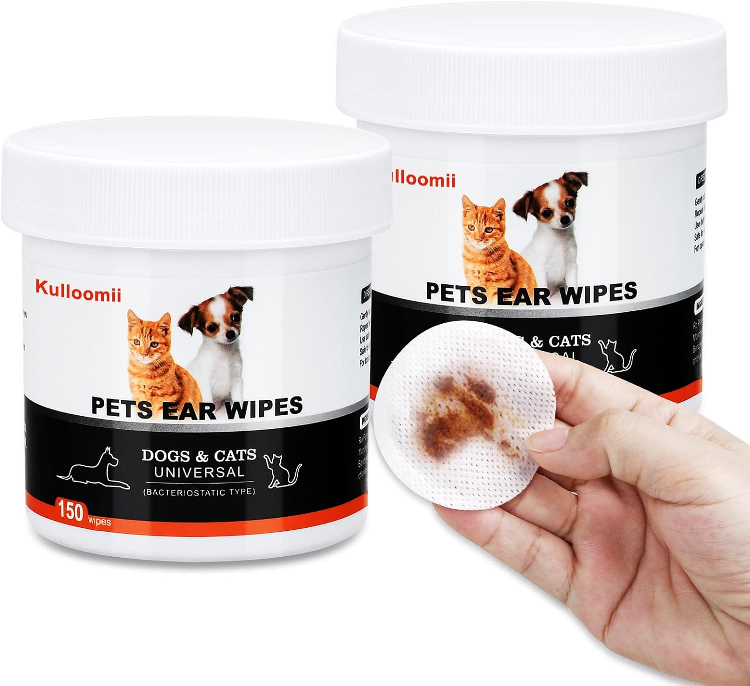 kulloomii Dog Ear Wipes 300 Count Biodegradable - Ear Cleaner Wipes for Dogs Cat...