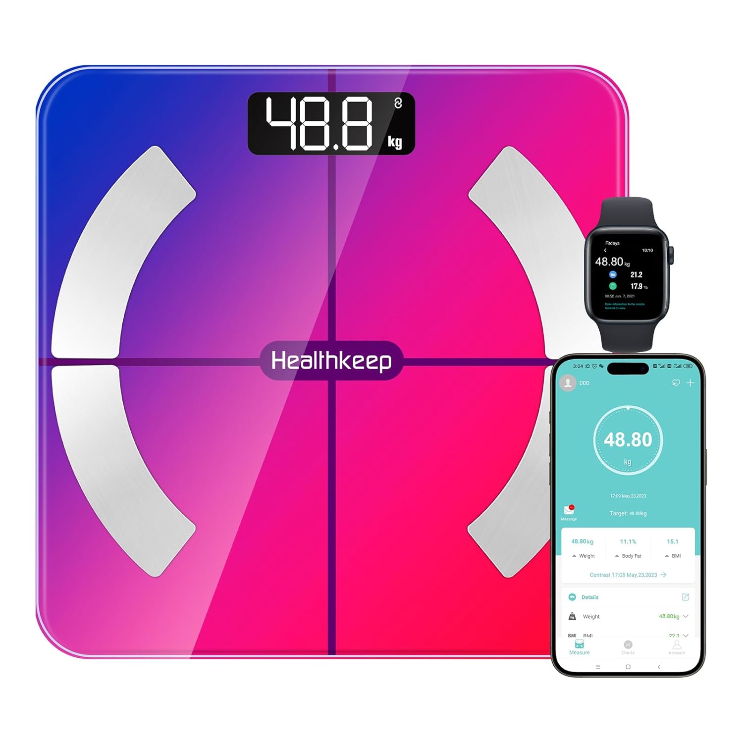 Healthkeep Smart Body Fat Scale with 13 Body Composition Metrics, Smart Digital...
