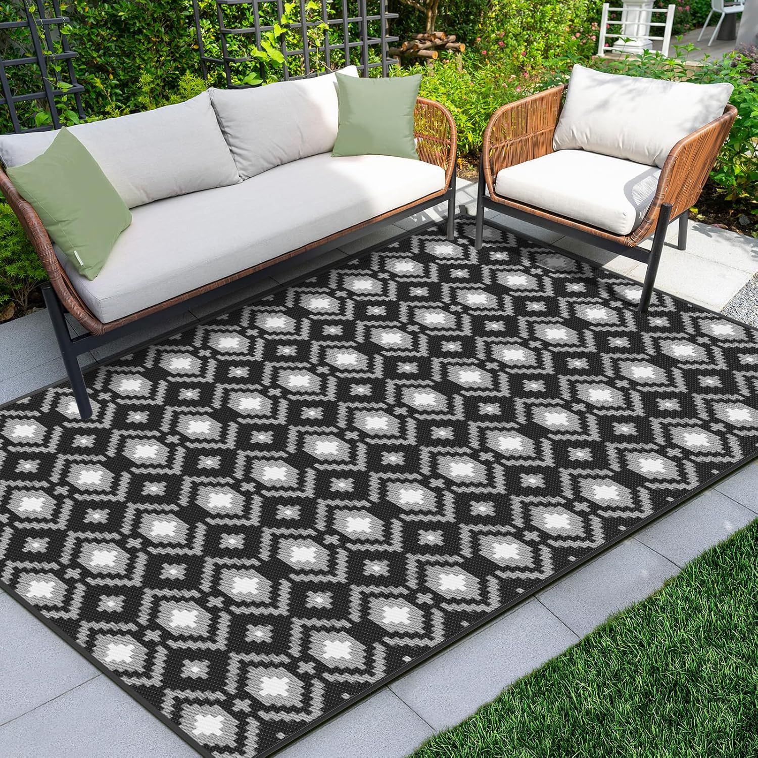Outdoor Rug, 6x9ft Outdoor Plastic Straw Rug, ROMROL Reversible Mats, Area Rug D...