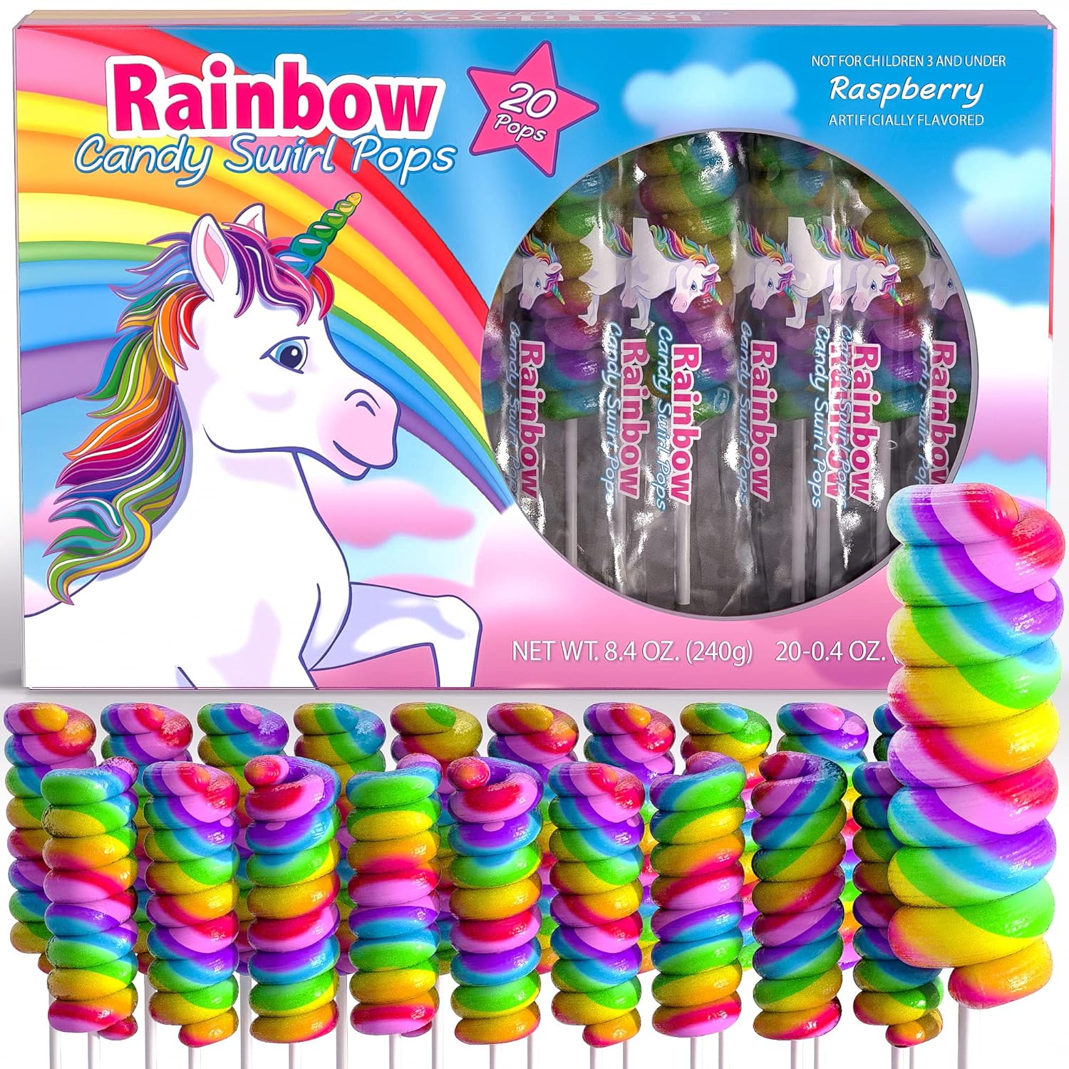 Unicorn Candy Swirl Lollipops Individually Wrapped...