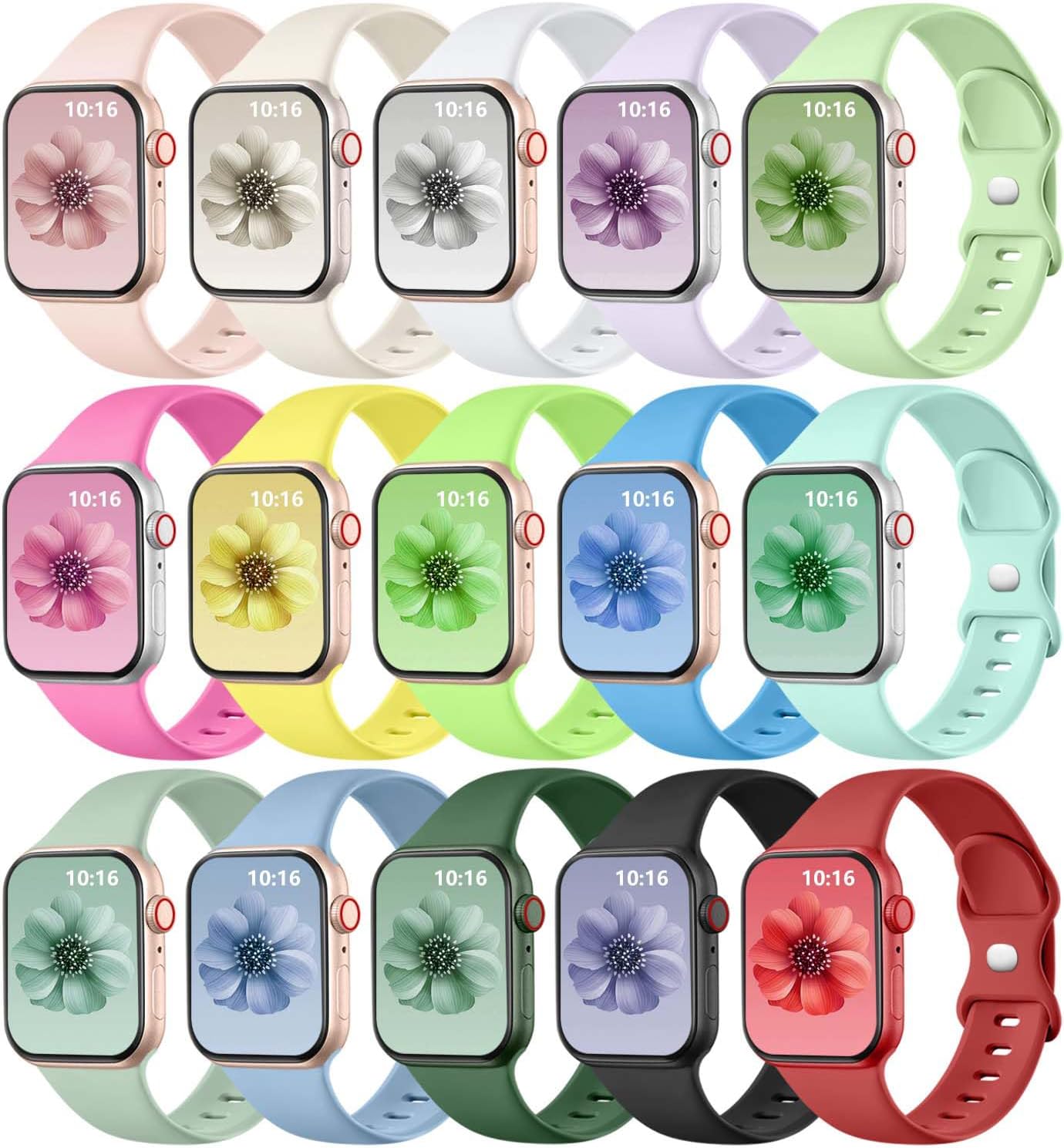 GEAK 15 Pack Band Compatible with Apple Watch Band 49mm 45mm 44mm 42mm 40mm 41mm...