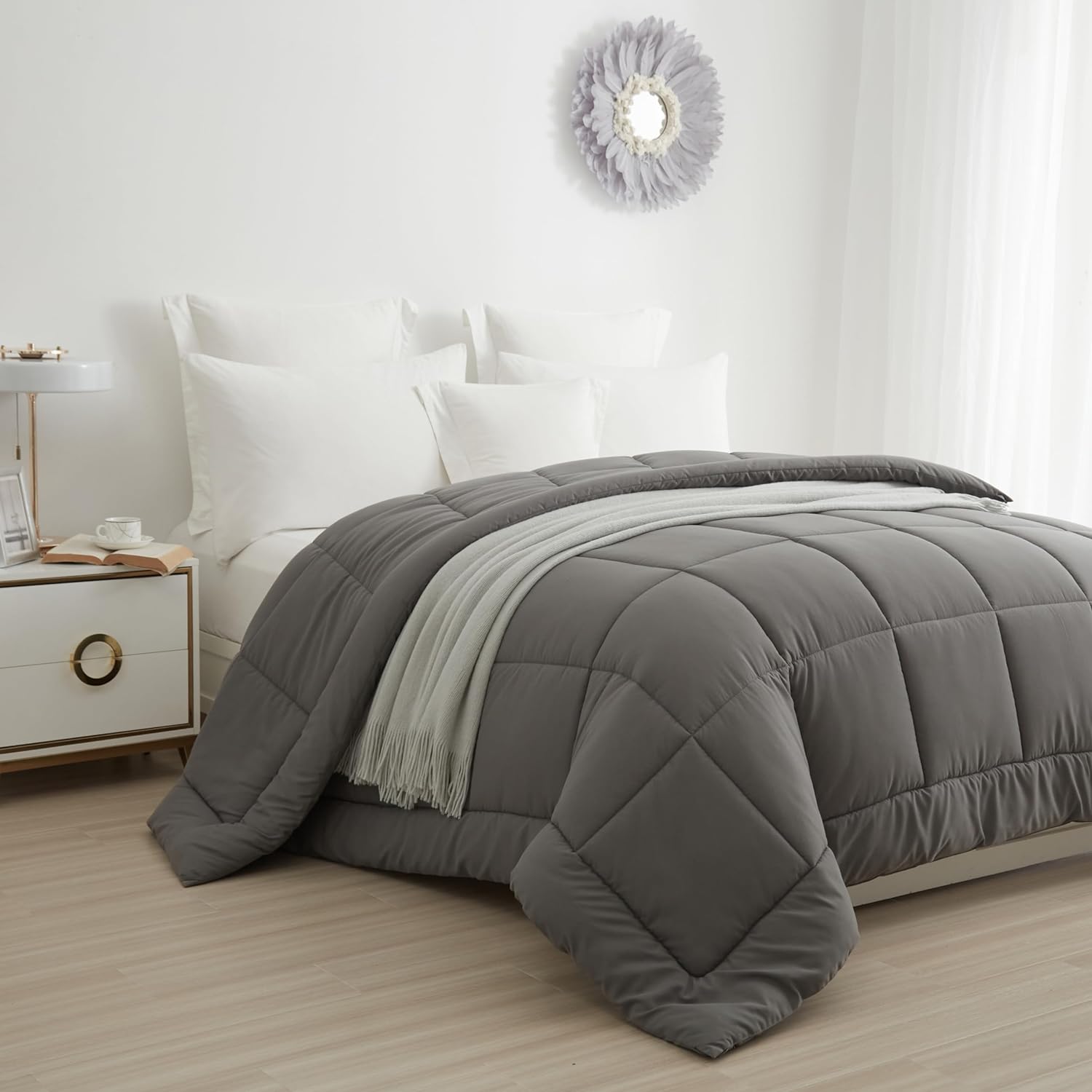 BedTreat Down Alternative Comforter with Corner Tabs - All Season Quilted King S...