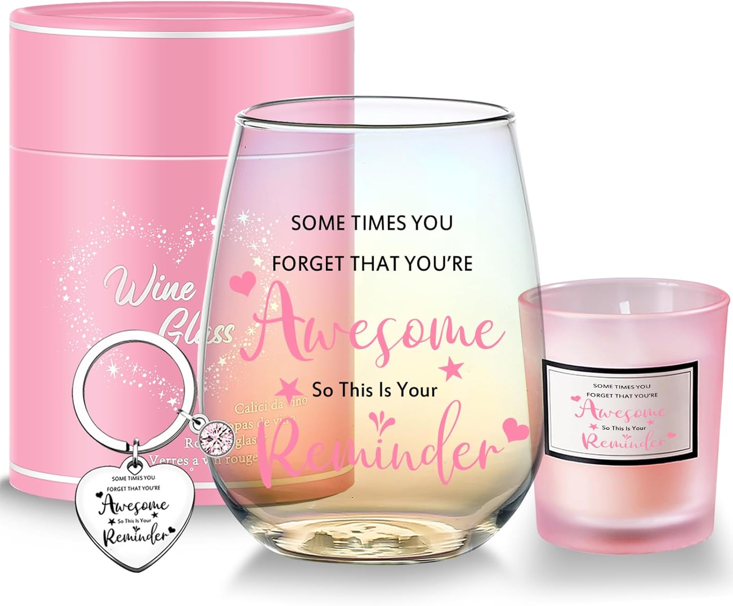 Yalucky Thank You Gifts for Women Stemless Wine Glasses Presents for Personalise...