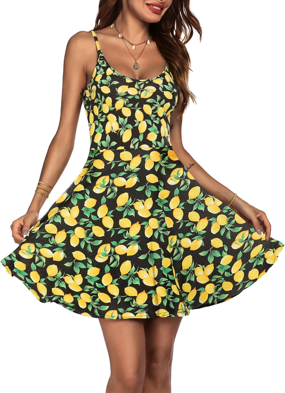 ACEVOG Women's 2024 Summer Dress Adjustable Spaghetti Strap Boho Floral Fit & Fl...