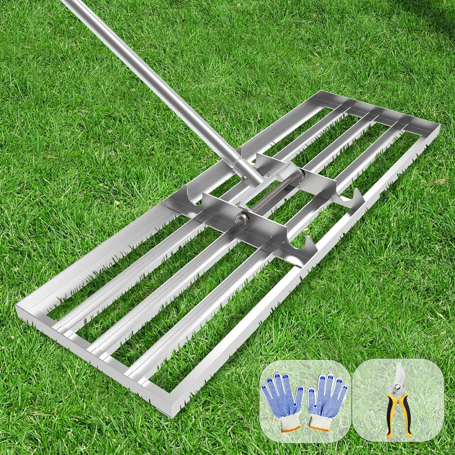 Lawn Leveling Rake 45" 6.5ft Lawn Leveler Ground Full Stainless Steel Leveling R...
