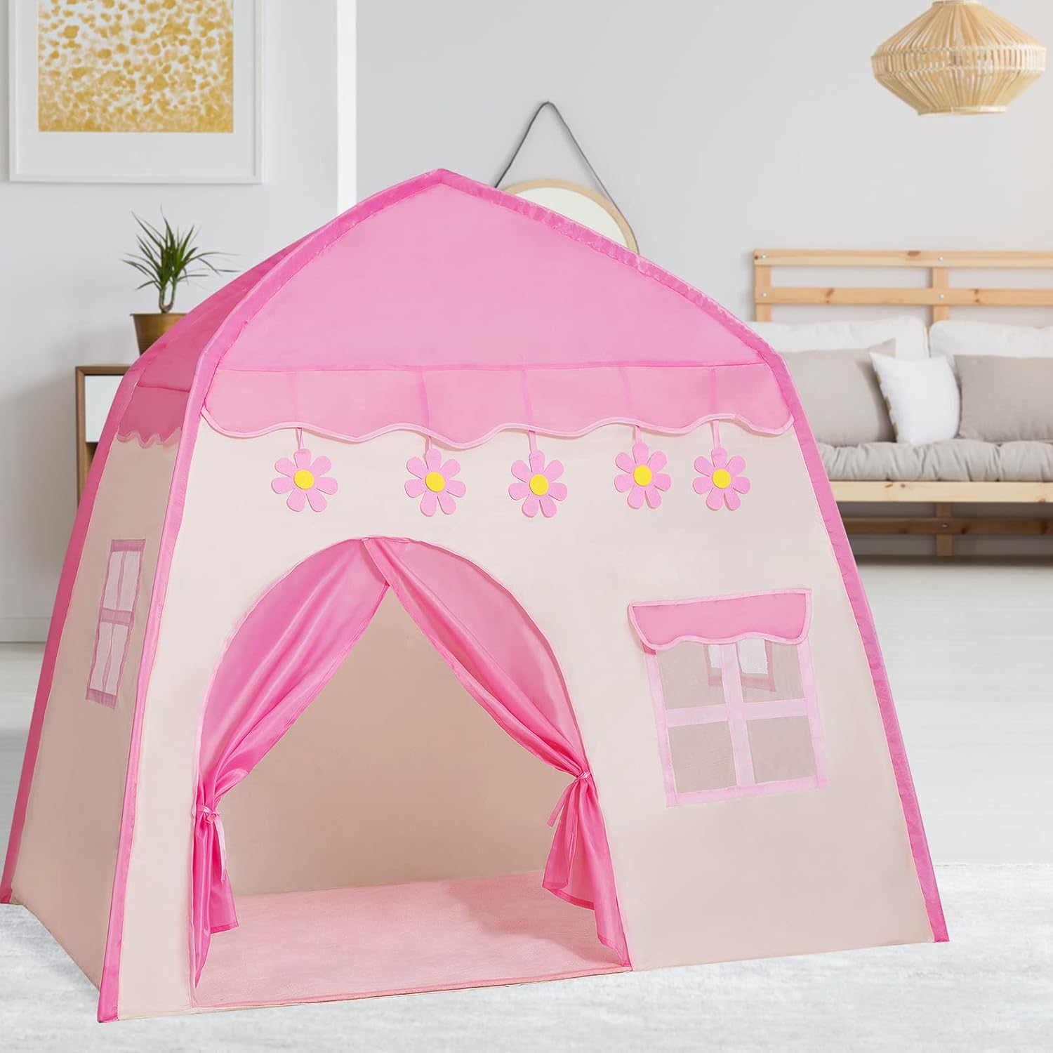Bemodst Teepee Tent for Kids, Princess Castle Game Tent, Foldable Kids Play Tent...