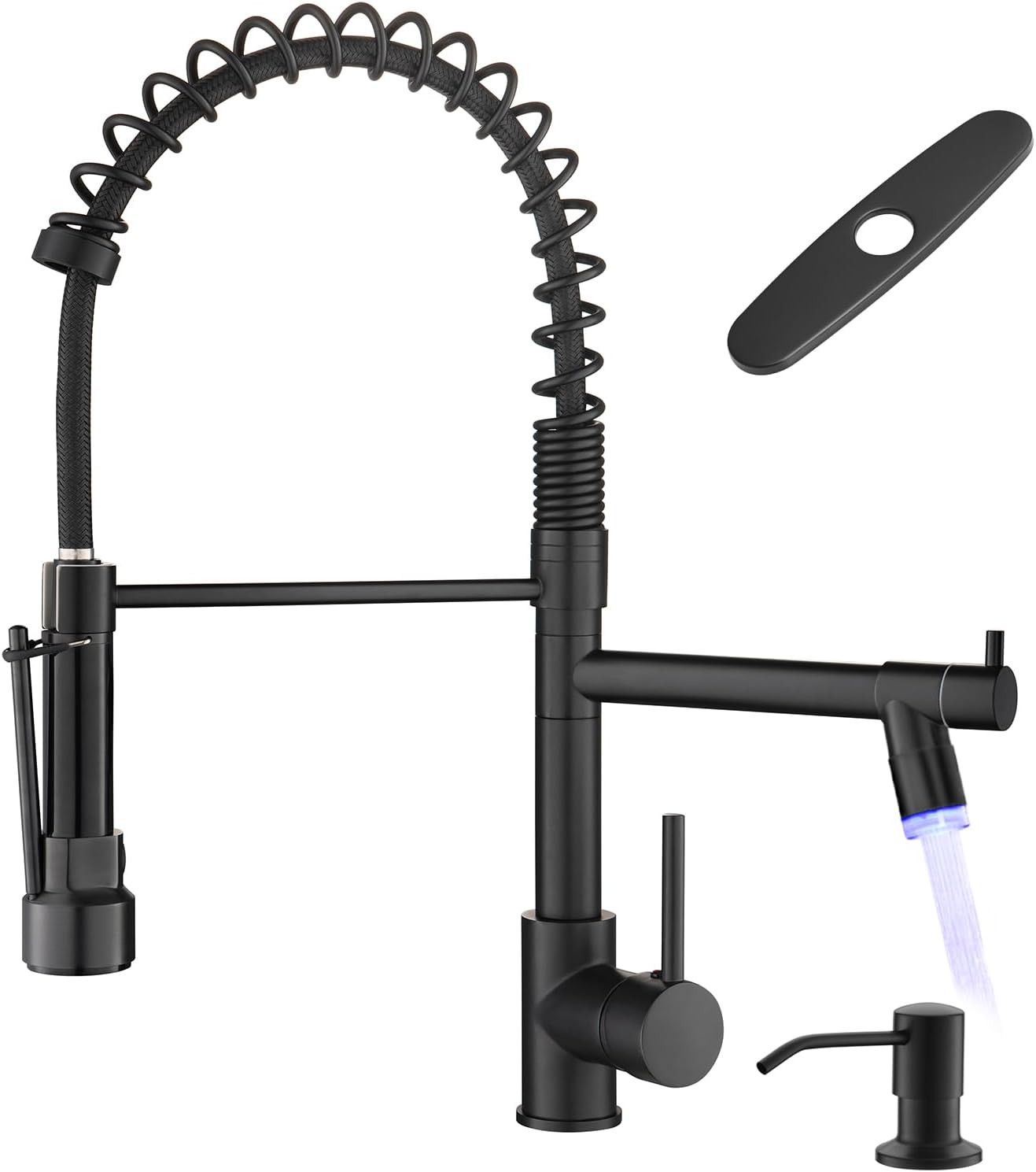 AIMADI Matte Black Kitchen Faucet with Soap Dispenser include 10 Inch Hole Cover...