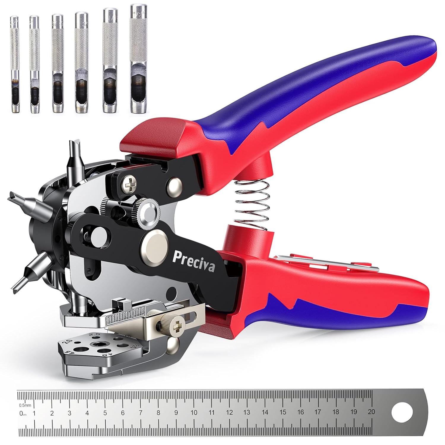 Belt Hole Puncher, Preciva 10 Sizes Leather Hole Punch, with 6PCS Extra Hole Pun...