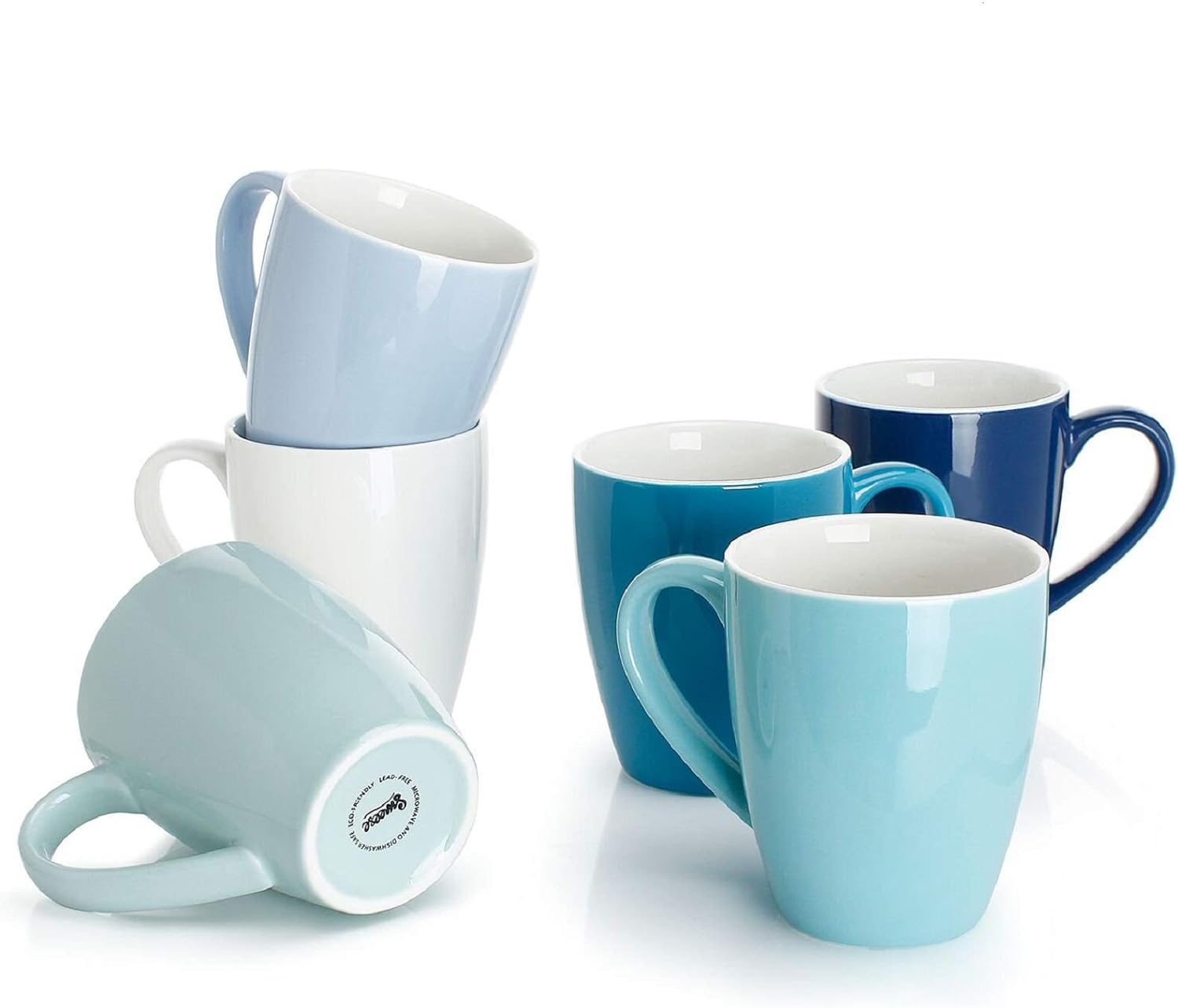 Sweese Porcelain Coffee Mugs - 16 Ounce - Set of 6, Cups for Latte, Hot Tea, Cap...