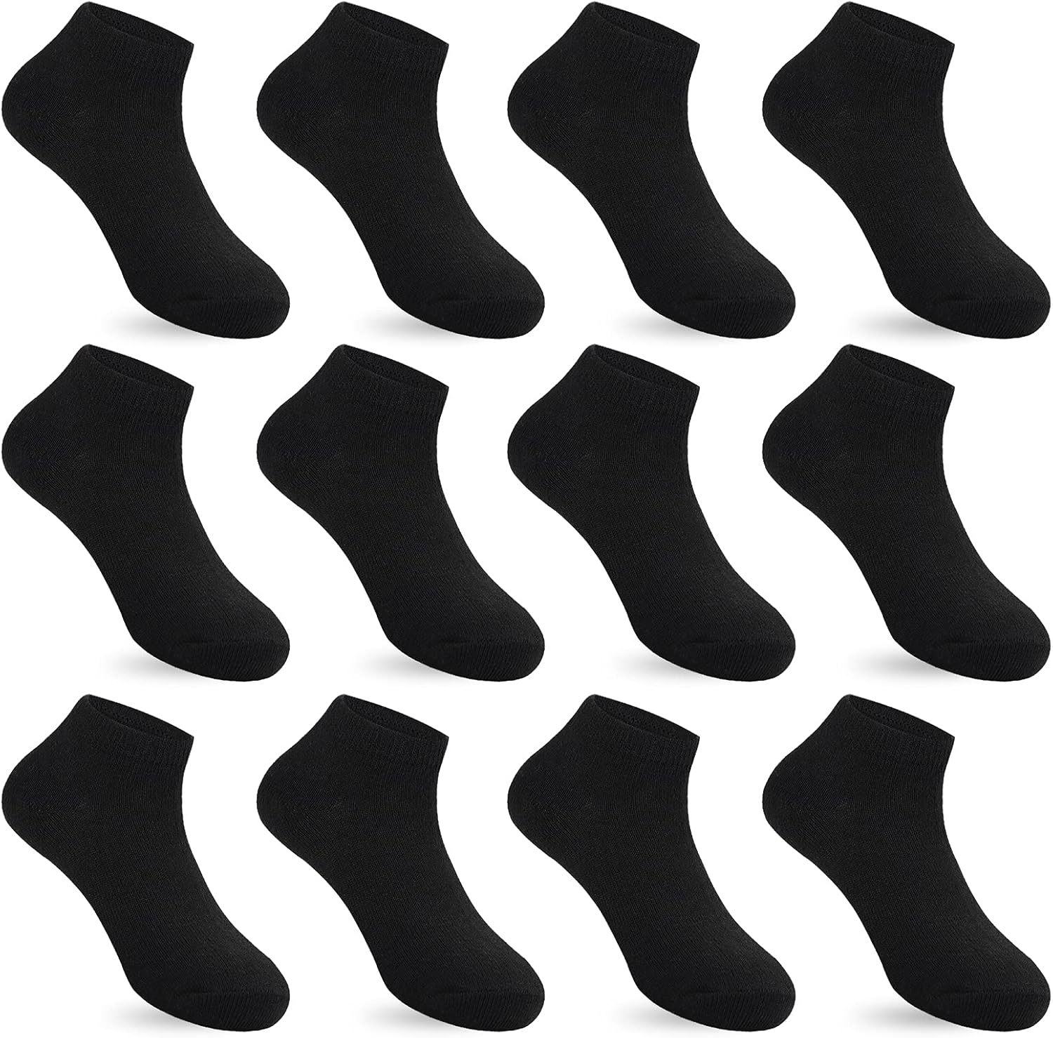 Auranso 12 Pairs Kid Breathable Athletic Ankle Socks Boys Girls Cotton Low Cut S...